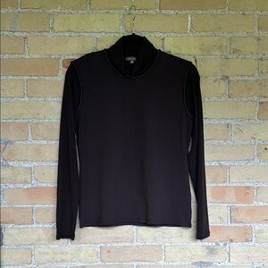 Marc Aurel Elegant Brown Mock Neck Top